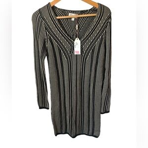 NWT MSSP Max Studio knit striped sweater dress medium bodycon rocker